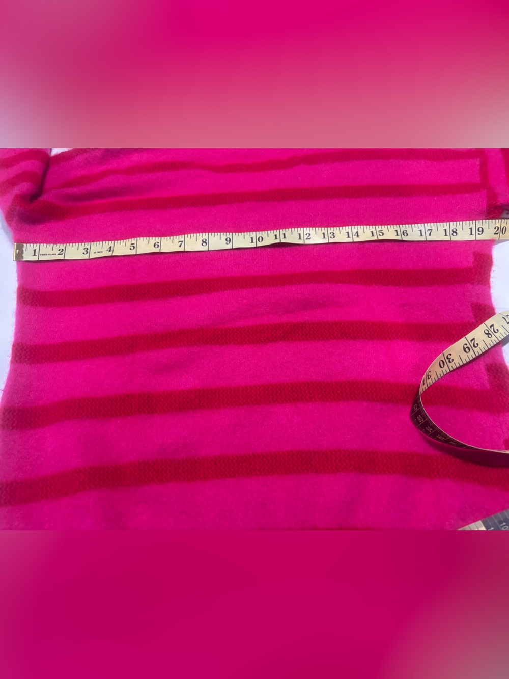 Coldwater Creek Bright Pink and Red Striped V-Neck cashmere Sweater - Picture 5 of 7